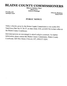 DUI Task Force Public Notice | Blaine County